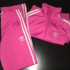 Adidas pink track suit (pants and jacket)